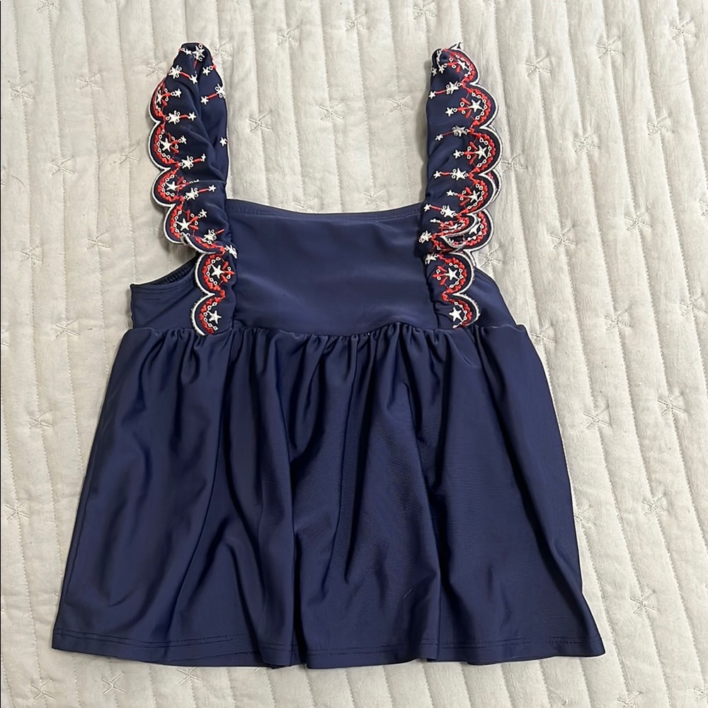Cat & Jack Blue and Red Swim Camisole with Embroidered Straps